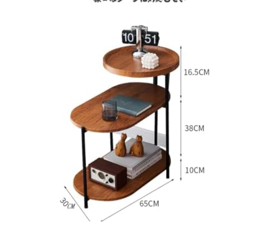 サイドテーブル ベッド横 サイドテーブル 丸 コの字型ベッ イドテーブル コーヒーテーブル コンパクトサイドテーブル 木製 3段収納棚 簡易テーブル 小型テーブル ソファー サイドチェスト 多機能 棚付 (大理石天板+黒スタンド)